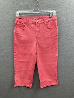 Gloria Vanderbilt Amanda Pink Skimmer  Jeans Sz 4P All Around Slimming Embellish